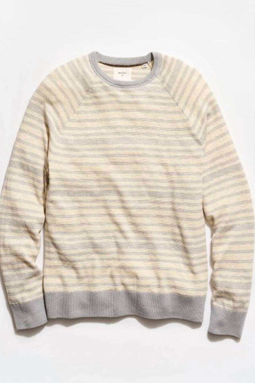 NEW BILLY REID men's raglan stripe crew sweater in beige